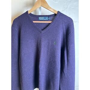 Polo by Ralph Lauren Purple Lambswool V-Neck Sweater fits Womens 2X or 3X